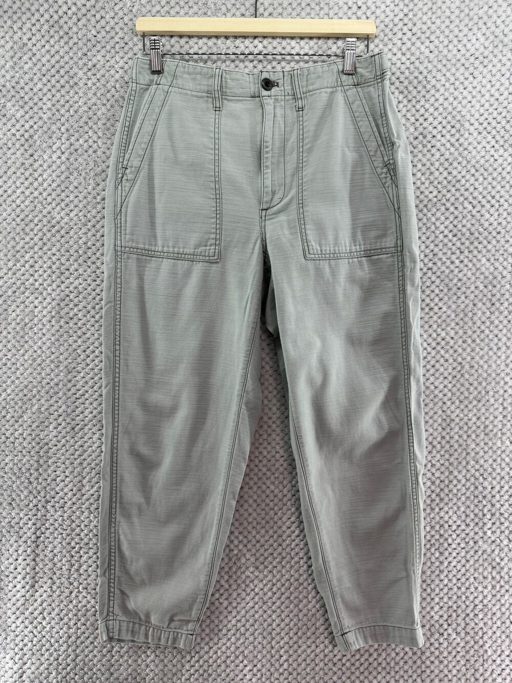 Madewell Griff Tapered Fatigue Pants Womens 27 Green High Rise Pockets